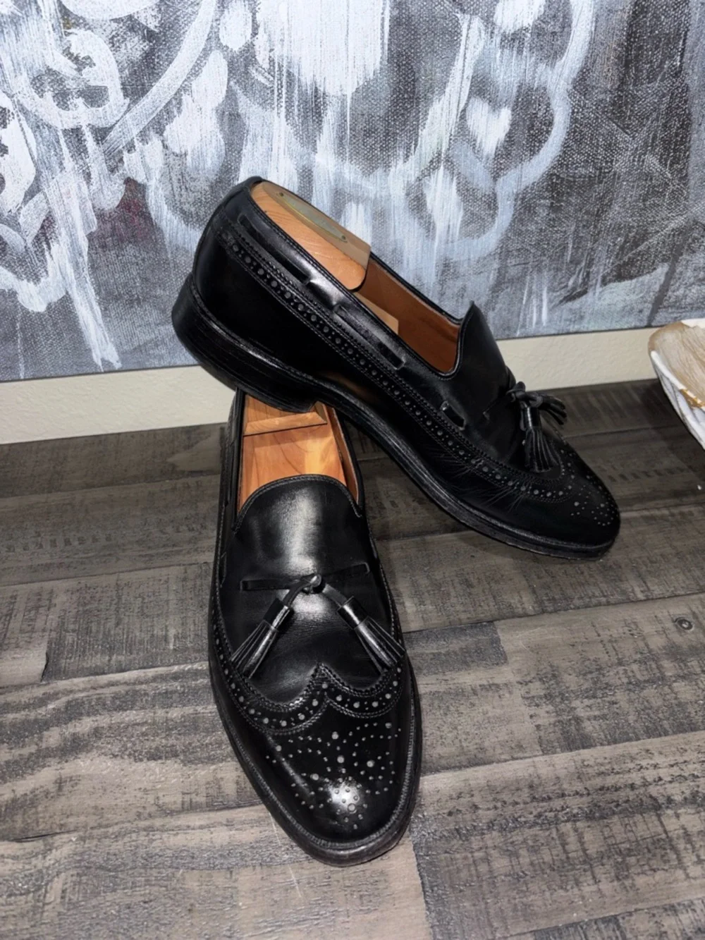 Allen Edmonds Manchester tassel loafers in black calfskin leather SZ 8.5 - Picture 4 of 11